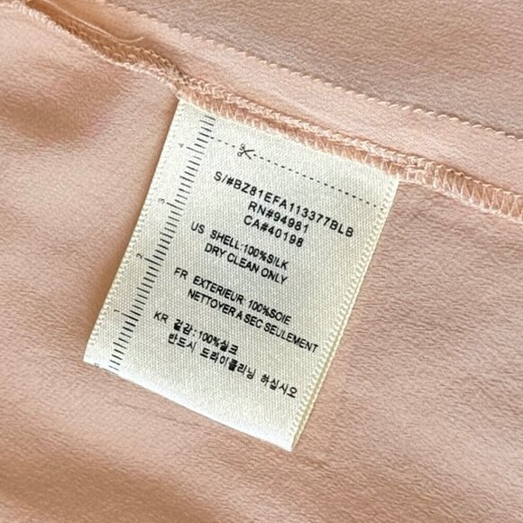 TWELVE COUTURE Sleeveless Ruffle Top Sz.M Peach Blush 100% Silk Coquette Preppy - Picture 8 of 9